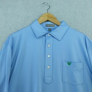 Peter Millar Summer Comfort Golf Polo Shirt Mens L Baby Blue Performance Stretch